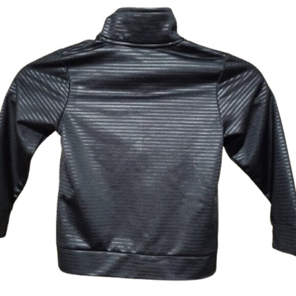 Adidas Boys Black Tonal Stripe Zip Up Logo Track Jacket With Pockets Size 3 T - Picture 3 of 7
